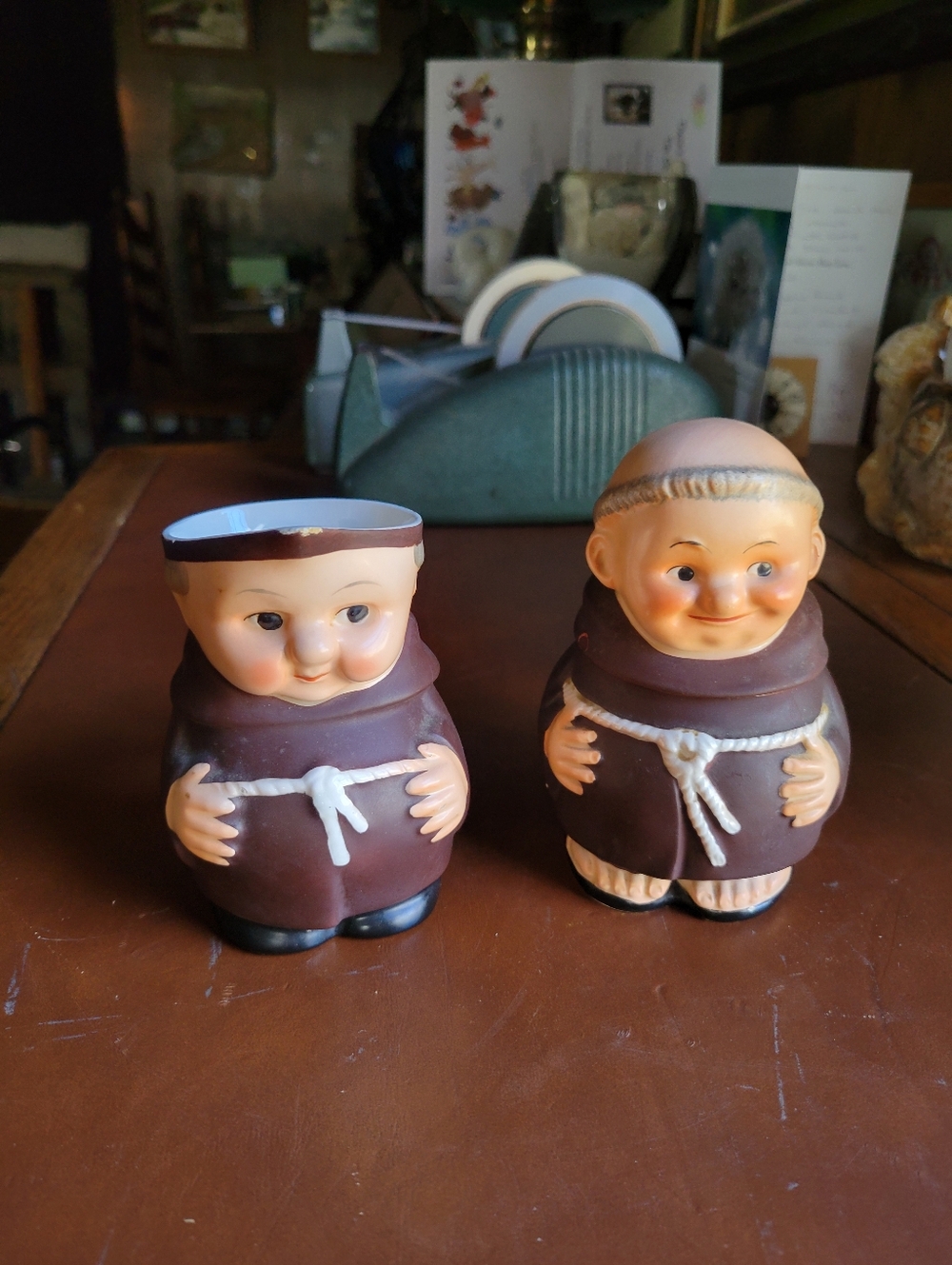 Vintage GOEBEL Monk Friar Tuck Figural Creamer & Sugar Bowl w/ Lid